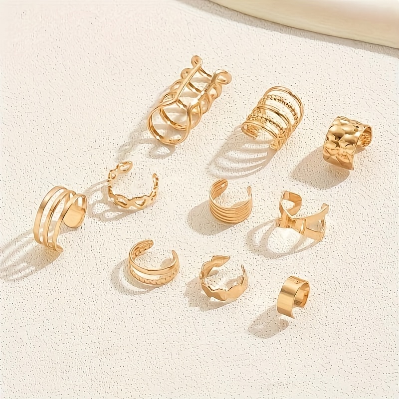 10pcs Gothic Punk Metal Ear Cuffs